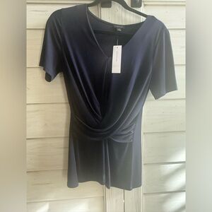 Ann Taylor Deep Blue Draped Blouse